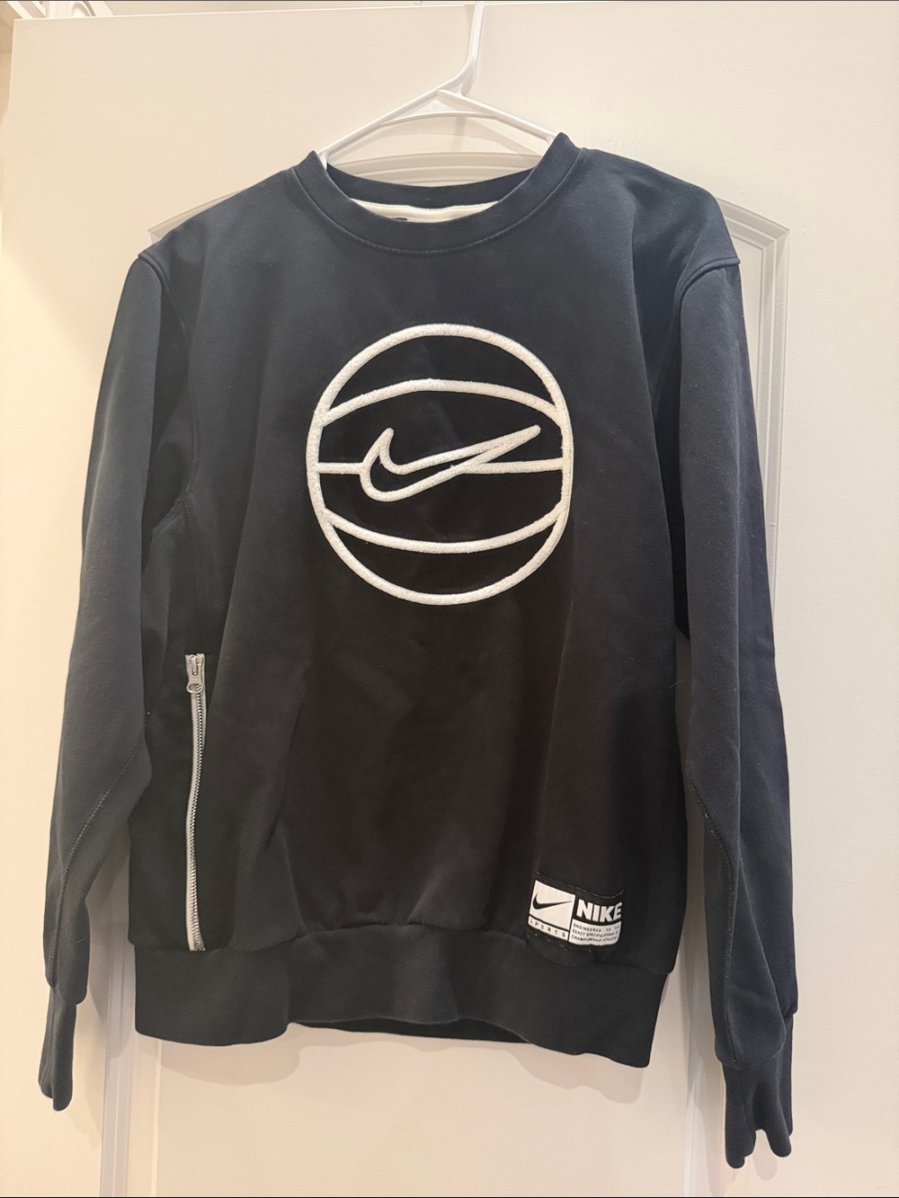 Nike Black Crewneck Sweatshirt with White Embroidered Logo